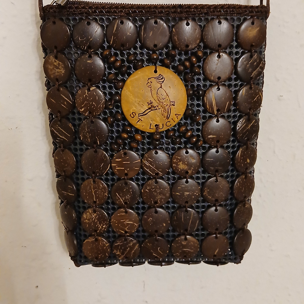 Brown Beaded Crossbody Bag